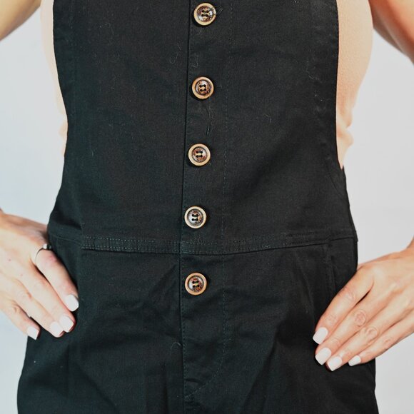 Black Stretch Short Overalls by Fashion Design - Picture 4 of 4